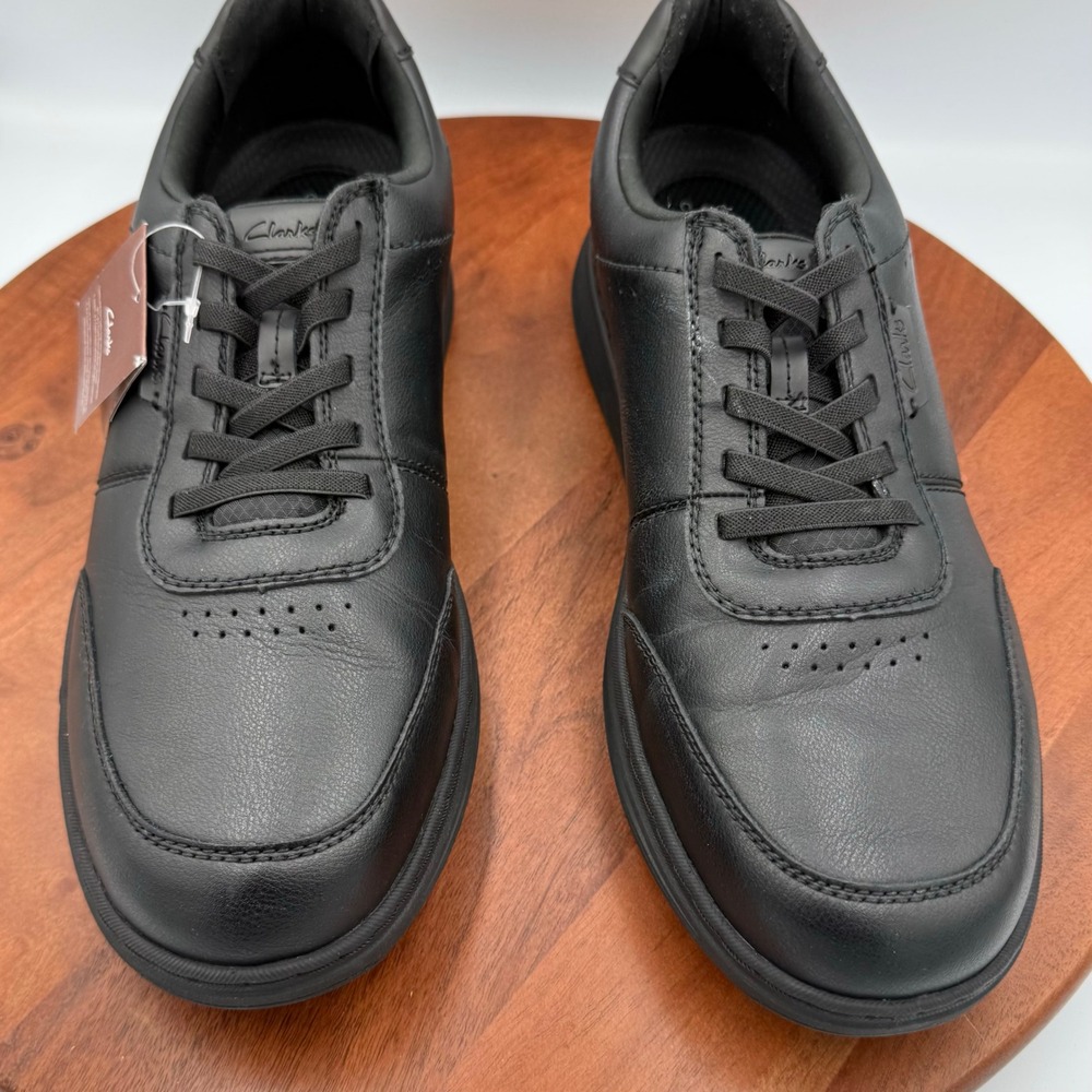 Clarks Craftwell Leather Sneakers Black Mens 12 Wide Lace Oxfords 261847028110